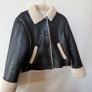 Faux Leather Sherpa Jacket